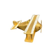 Vintage Mid Century Modern Gold Plastic Airplane Christmas Ornament Hong Kong - £9.42 GBP