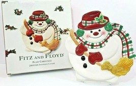 Fitz and Floyd Plaid Christmas Snowman Canape Plate NIB - $14.01