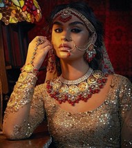VeroniQ Trends-Handcarafted Bridal Meenakari Kundan Necklace Set-Bridal-Wedding - £311.74 GBP