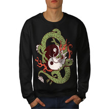 Wellcoda Dragon Yin Yang Art Mens Sweatshirt, China Casual Pullover Jumper - £23.86 GBP+