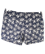 Banana Republic Floral Shorts Navy Blue White Size 8 Womens Canvas Side Zip - $460.92 MXN
