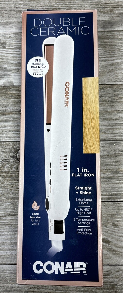 Conair Double Ceramic Flat Iron, 1 Inch Flat Iron, White / Rose Gold ~Op... - $17.72