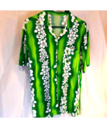 Aloha Republic Men&#39;s Hawaiian Shirt Green Floral Short Sleeve Breast Poc... - $16.82