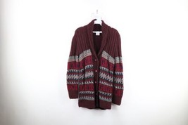 Vtg 90s Streetwear Womens Small Distressed Wool Knit Fair Isle Cardigan ... - £52.22 GBP