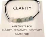 Natural Ammonite &amp; Natural Agate &quot;Clarity&quot; Beaded Adjustable Bracelet NEW - $9.49