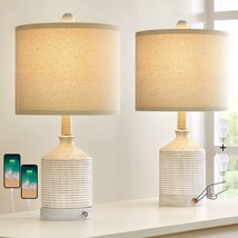 20&quot; Farmhouse 3-Way Dimmable Touch Ceramic Table Lamp Sets Of 2 Contemporary Whi - £108.56 GBP