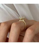 2 Ct Elongated Cushion Lab Grown Diamond Cathedral Engagement Ring Yello... - $2,676.42 CAD