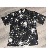 Joe Marlin Black Floral Hawaiian Button Down Short Sleeve Shirt Size XL - $14.50