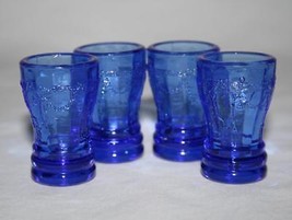 Set of 4  Mosser Glass Jennifer Miniature Cobalt Blue Tumblers  #2182 - £16.08 GBP