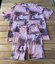 shein NWT women’s tie dye 2 piece shorts and shirt set size M pink H12 - £14.79 GBP