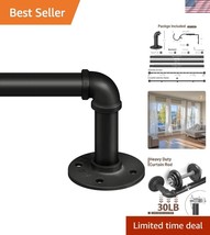 Industrial Ceiling &amp; Wall Mount Black Curtain Rod - Adjustable 120&quot; to 2... - $77.99