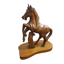 HORSE Large Vintage Wooden Hand Carved Unique Equestrian Stallion Rare - £130.07 GBP