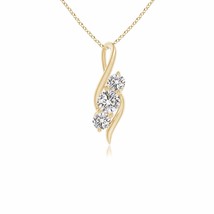 ANGARA Diamond Three Stone Pendant Necklace in 14K Gold (Grade-IJI1I2, 0.5 Ctw) - £855.31 GBP