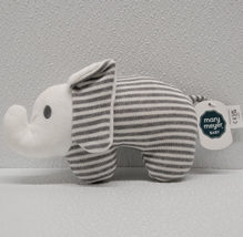 Mary Meyer Baby Elephant Knit Rattle Plush Gray White Stripe - New! - £8.65 GBP