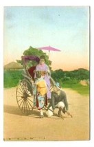 Women Getting into a Rickshaw Postcard Japan 1900&#39;s Hand Colored - £10.90 GBP