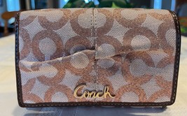 Coach Signature Lurex Pleated French Purse Clutch Wallet Rose Gold EUC - $42.00
