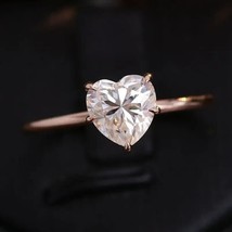 1Ct Heart Cut Simulated Moissanite SolitaireEngagement Ring 14K Rose Gold Plated - £83.03 GBP