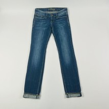 Express Jeans Zelda Skinny Womens Size 0r Blue Dark Wash Stretch Cuffed - $23.74