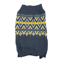 NEW Fair Isle Pet Dog Sweater charcoal gray sz L 15-8 inch back w/ leash... - £7.82 GBP