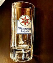 Wurzburger Hofbrau Beer Stein Clear Glass Mug Red Star Crown Logo made G... - £11.77 GBP