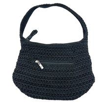 The Sak Black Crochet Purse Bag Zip Closure Interior Pockets - £22.94 GBP