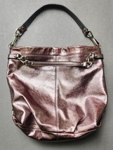 COACH Brooke Handbag Leather Pewter Bronze Metallic Silver Hobo Shoulder... - $94.99