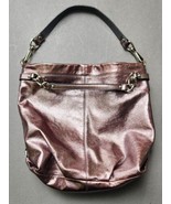 COACH Brooke Handbag Leather Pewter Bronze Metallic Silver Hobo Shoulder... - £74.26 GBP