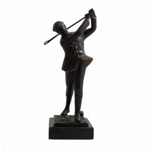 Bey Berk 12&quot; Bronzed Metal Golfer on Marble Base. - £65.16 GBP