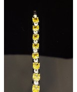 4.52Ct Princess Cut Simulated Citrine Tennis Bracelet 925 Sterling Silver - $207.89