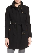 MICHAEL Michael Kors Wool Blend Trench Coat Sz 8 Black - £89.36 GBP