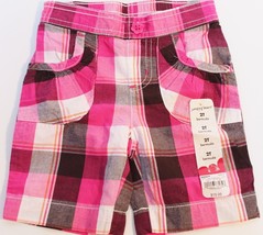 Jumping Beans Girls Toddler Bermuda Plaid Pink White Shorts 2T - $11.99