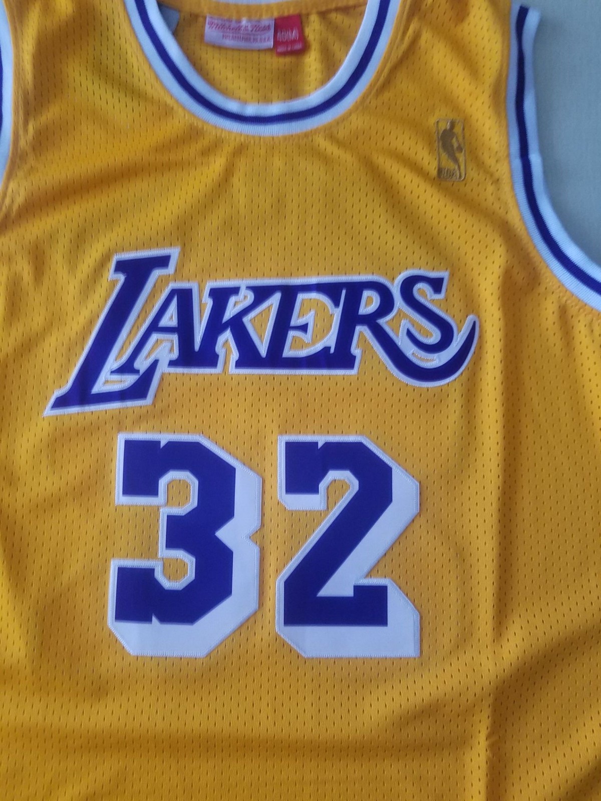 Men's Magic Johnson #32 Jersey Lakers 1984/85 Throwback Gold Uniform Item image 4