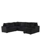  Alfreton Black Corduroy Sectional Sofa with Pullout Bed &amp; Storage - $1,899.00
