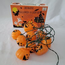 Vintage Halloween Blow Mold Pumpkin Blinking Light Set of 10 Hobby Lobby WORKS! - £11.64 GBP