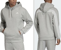 adidas Hooded Sweatshirt Men&#39;s Must Have 3-Stripe OH Long Sleeve Top, Grey XXL - $29.40