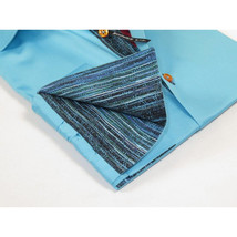 Men's Axxess Turkey Shirt 100% Cotton High Collar 224-08 French Cuffs Teal image 5