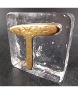 Handcrafted 2.5” Glass Block w/ Gold Letter “T&quot; By Expressions in Glass - $12.00