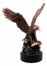 Wings of Glory Bald Eagle With American Flag Bronze Electroplated Figurine - £34.00 GBP