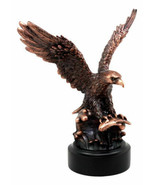Wings of Glory Bald Eagle With American Flag Bronze Electroplated Figurine - $59.21 CAD