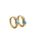 Anyco Earrings Gold Plated Bohemian Blue Geometric Zircon Hoop For Women  - €18,55 EUR