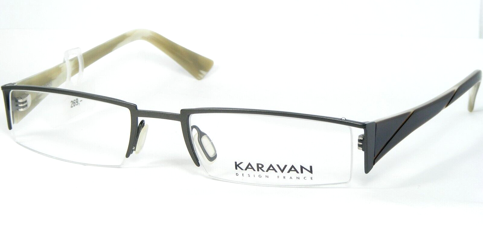 KARAVAN 5412 C94 Gris-Vert / Marron Monture De Lunettes 52-20-130mm France - $114.29