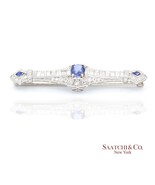 Platinum 950 Natural Sapphire and Diamond Brooch - $5,415.30