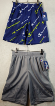 Pair Of Champion Shorts Youth Small Gray Blue Polyester Pockets Elastic ... - $35.06