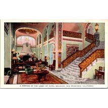Vintage Kropp Linen Postcard, Hotel Bellevue Lobby San Francisco California - £9.30 GBP