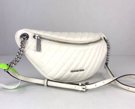 Michael Kors Belt Sling Bag Fanny Pack  Peyton Quilted White Vegan Leather B2Z - £75.15 GBP