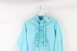 Vtg 70s Streetwear Boys 12.5 Gothic Ruffled Disco Tuxedo Button Shirt Bl... - £27.20 GBP