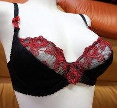 BRA FULL COVERAGE UNDERWIRE SEXY LACE BRA SOFT CUP MADE IN EUROPE 32 C D DD - £37.36 GBP