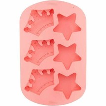 Star and Crown Pink Silicone Mold 6 Cavity Candy Treat Wilton Princess - £11.83 GBP