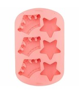 Star and Crown Pink Silicone Mold 6 Cavity Candy Treat Wilton Princess - £10.63 GBP