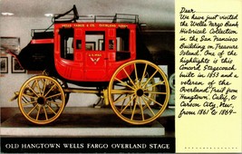 Vtg Postcard Hangtown Wells Fargo Overland Stage Old Timer Car Voiture Hangtown  - £3.08 GBP